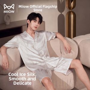 MiiOW | Ice Silk Mens Sleepwear Short Sleeve Shorts