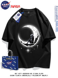 NASA Collaboration Summer Pure Cotton Short Sleeve T-shirt for Men and Women Loose Fit American Style Casual Round Neck Top