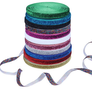 5/10Yards Multicolor Shimmer Single Face Velvet Ribbon Glitter Ribbon for Craft Hair Bows Wedding Decor Christmas Gift Wrapping