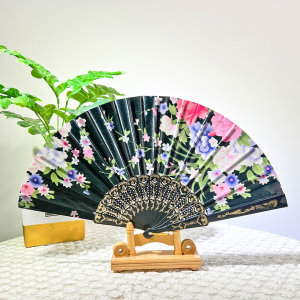 AIK พัดจีน รำพัด พัดเต้นรำ พัดสไตล์วินเทจ ด้ามพลาสติกแต่งสีทอง Hand fan