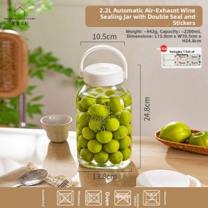 MODERN SWEETHOME | One-way Venting Glass Fermentation Jar for Green Plum Wine