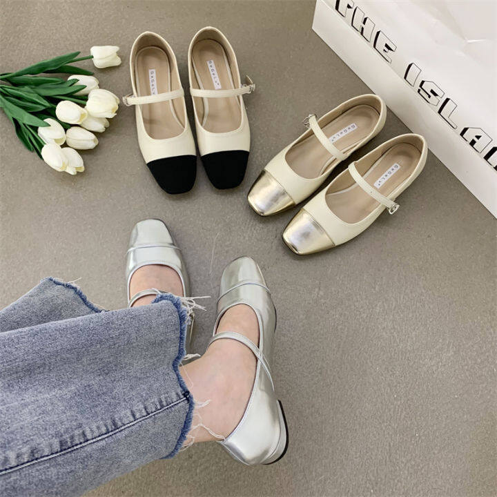 French Style Square Toe Silver Mary Jane Shoes Every Night Gentle ...