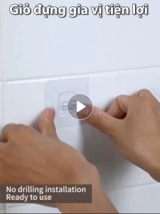 Kệ Gia Vị Dán Tường Đựng Hành Tỏi Tiện Ích Kèm Miếng Dán. Tiện Ích Cho Mọi Nhà