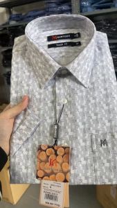 Sơ Mi Tay Ngắn Màu Xám - Trắng Form Tailor Fit Chống Nhăn Lai Ngang - Áo Nam Khatoco