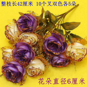 Every Day Special European Style Model Bouquet Table Artificial Flowers Living Room Teapoy Table Wedding Gold Leaf Rose Silk Flower Potted Plant Decoration