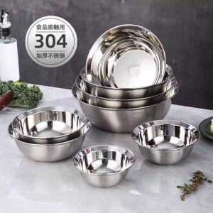 Bát Đựng Súp Bằng Thép Không Gỉ 304 Dày Hình Tròn Dùng Để Đánh Trứng Rửa Rau Bát Đựng Thức Ăn Dùng Cho Gia Đình Và Thương Mại