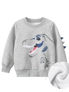 27Kids Fleece Lined Dinosaur Print Boys Hoodie Childrens Autumn Winter Clothing Cotton Polyester Blend Kids Fashion