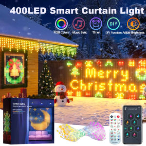 400-800 LED RGB Smart Curtain Lights with MusicApp Controls and RemoteLED Party Lights for Christmas and Halloween Decor