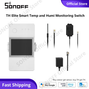 SONOFF TH Elite WiFi Smart Switch Wireless Temperature and Humidity Monitoring Switch eWeLink APP Control Smart Module Smart Timing Switch Works with Electric Fan Humidifier Tank