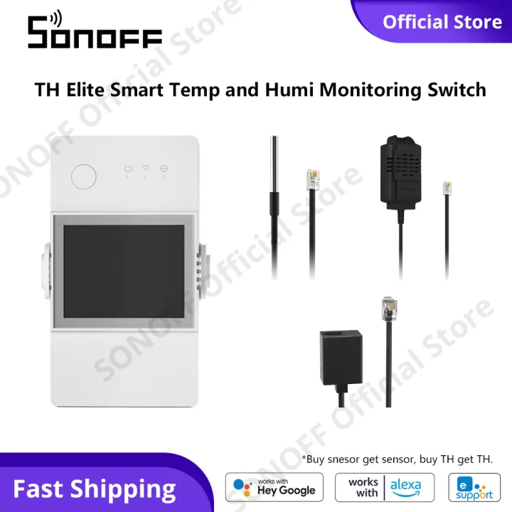 SONOFF TH Elite 20A สวิตช์ตรวจสอบอุณหภูมิความชื้น Feature Image
