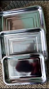 Nampan Persegi Stainless 27-40 cm Baking Tray Tempat Sayur Lauk Buah Tatakan Serbaguna Beki