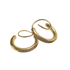 Diamond Spiral Earrings Twisted Hoop 1 Pair •  Waterproof Non Tarnish Hypoallergenic 18K Gold Plated 316L Stainless Titanium Steel Minimalist Earring For Women ER335