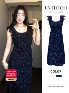 unifittoo | Slimming Halter Dress for Resort Polka Dot Summer Maxi