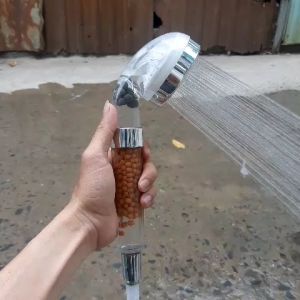 [Trọn bộ sen tắm Tăng Áp] Tay sen nika cứng trong suốt dây cấp vỏ thân xoắn inox304 gác cài tắc kê ốc vít