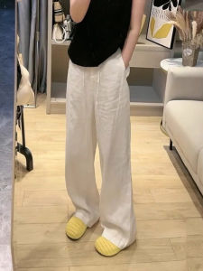 Stylish Elegant French Design Plus Size High Waist Loose Cotton Pants