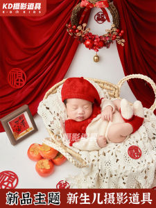 KD Photography Props One Month Old Baby Clothes Newborn New Year Studio Theme Suit Baby 100 Th Day Photo Clothing Road