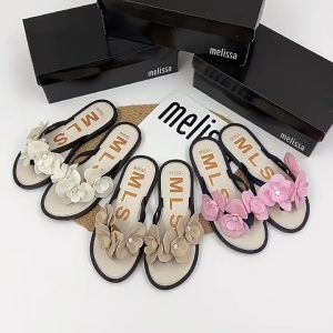 【WYSIWYG】Melissa same style Summer camellia jelly shoes womens beach flip-flops sandals and slippers