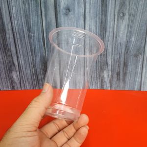 gelas plastik 16 oz / gelas popice / Gelas plastik bening juice / jus / kopi / merk Tirta tebal premium datar 16 Oz isi 50 pcs berat +- 5 gram/pcs isi 50 pcs bisa utk di print sablon