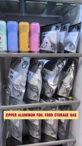Foil Food Storage Bag 10Pcs Reusable Freezer Refrigerator Zip Pouch Airtight Fresh Keeping Bag