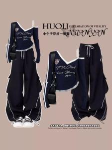 Dopamine Boost Color Block Trendy Girl Two Piece Set Autumn Womens Cool Aesthetic Streetwear Workwear Pants Outfit