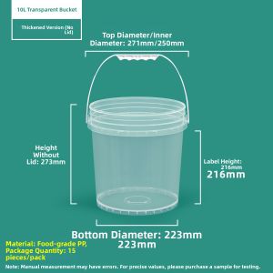 Food Grade Plastic Bucket Small Water Bucket Packaging Bucket Sealed Bucket Industrial Transparent 1/2/5/10L 20/35 Liter Bucket