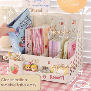 Desktop storage box Student office file basket Multi layer bookshelf Desktop file storage box Cute student bookshelf Dormitory desk bookshelf