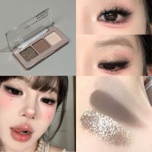 Phấn Mắt Ba Màu Bột Nước Tương Phản Tông Màu Đất Chất Lỏng Mờ Phấn Hổ Phách Hàng Ngày Làm Giảm Phù Nề Thu Đông Khối Lượng Mắt