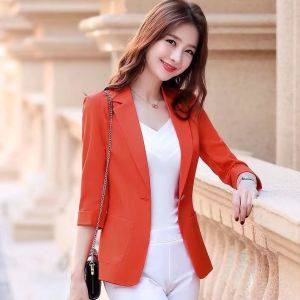 Lieoyuarn | Black Linen Seven-sleeve Blazer Short