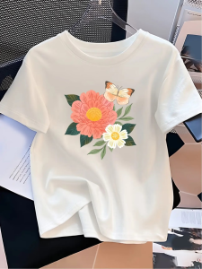Áo Thun Nữ Cổ Tròn Tay Ngắn In Hình Bướm Hoa 3D Phong Cách Đường Phố Cá Tính Thời Trang Nữ Mùa Hè Quần Áo Mát Mẻ