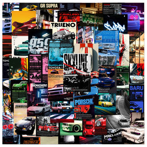 50PCS Modified Racing Car Poster Cool JDM Graffiti Stickers DIY Phone Laptop Notebook Suitcase Waterproof Sticker Kids Toys