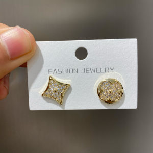S925 Silver Needle AB Version Metal Earrings Luxury Mini Embedded Zirconia Elegant Womens Fashion Jewelry Ear Decorations