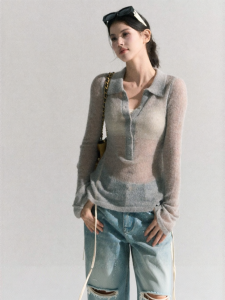 OAKMOO | Áo Sweater Len Cổ V Dài Tay