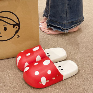 Cute Colorful Mushroom Pattern Flip Flops for Women Soft Sole Anti-Slip Indoor and Outdoor Fashion Summer Slippers