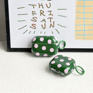 Personality Dopamine Green Pink Color Collision Wave Point With Hook Earphone Cover Case for AirPods 1 or 2 3 4 Pro 2 Pro 3
