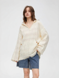 URLAZH | Vacation Style Lightweight Hollow-out Hooded Sweater