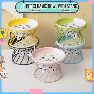 Rennas Ceramic Cat Bowl With Stand Dog Bowl For Cat Bowl For Dog Pet Bowl Ceramic Cat Food Bowl