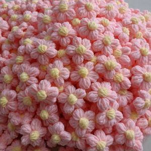 8 Colors Mini Crochet Puff Flowers for Hair Clips Scrapbooking Garment Accessories DIY Craft Embellishments