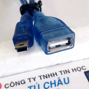 Cáp OTG Mini USB (Dạng Hình thang Mp3) / Cáp dài 30Cm (Màu Xanh)