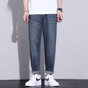 ROMON | กางเกงยีนส์ทรงหลวมขาตรงสำหรับผู้ชาย ทรงหลวม กางเกงขายาวสีน้ำเงิน ทรงหลวม กางเกงยีนส์ทรงหลวม ทรงหลวม ทรงหลวม กางเกงขายาว