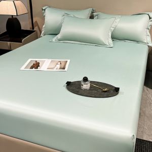 Cooling ติดตั้งแผ่น Eucalyptus Lyocell ไม้ไผ่เส้นใยที่นอน Cool Feeling ผ้าปูที่นอนสําหรับ Home Hotel Queen 153*203 ซม.* 1 PC