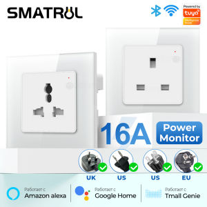 SMATRUL wifi plug socket  US EU UK Plug  Power Monitor 16A WiFi Wall Socket for Home Automation Tuya Smart Life voice control  Alexa Google home