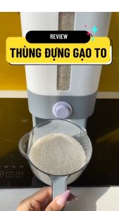 Hộp Đựng Gạo - Thùng Đựng Gạo Tiện Ich 10kg Hokori Việt Nhật 5338. Có Cốc Đong Gạo. Nút Bấm Lấy Gạo Tự Động Dieulinhshop