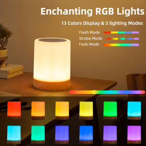 RGB Touch Bedside Lamp Rechargeable – 16 Colors Dimmable LED Night Light for Kids Bedroom Portable Desk Table Lamp Birthday Gi