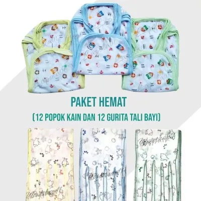 1 lusin Popok kain tali bayi dan Gurita Tali motif | paket hemat