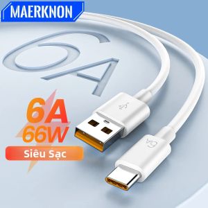6A Sạc Nhanh Type-C Cáp USB 2M Siêu Đồng Bộ Dữ Liệu Sạc Nhanh Quick Charge 3.0 Dây Cho Huawei Xiaomi Điện Thoại Android Sạc Maerknon Cáp USB C