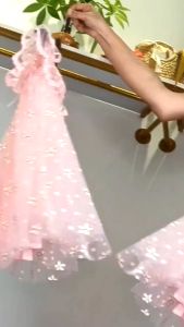 Váy/ Đầm chữ A 2 lớp vải ren họa tiết bông mai cho bé từ 12-35kg - Tạp hóa Bát Muội