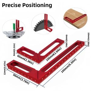 100/160mm Height Square Measuring Height Ruler 90° Scale Line Right Angle Calibrator Aluminum Woodworking Right Angle Ruler