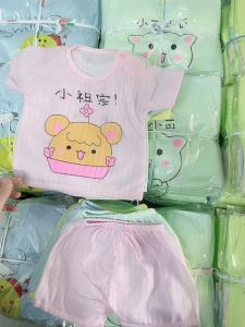 Combo 5 Bộ cotton giấy cộc  tay cho bé trai bé gái trẻ sơ sinh 3-15kg cúc vai hàng loại 1