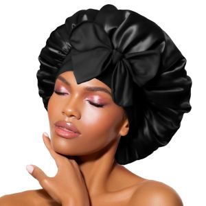 100% 19 Momme Mulberry Silk Bonnet for Sleeping Wome with Larger Double Layer Silk Hair Wrap for Curly Short Long Hair Non-Slip