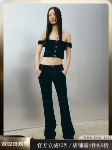 Showroomplus New Design Vintage Velvet Denim Pants Womens Straight Casual Trousers Cotton Polyester Spandex Blend Long Pants